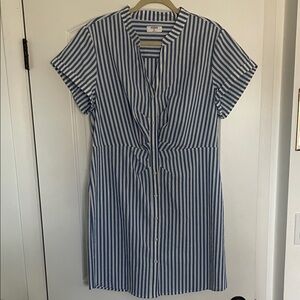 UNTUCKit Blue and White Striped Button-Down Dress -Size 14